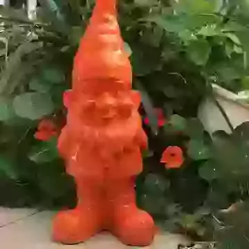 Bright Orange Giant Gnome Figure